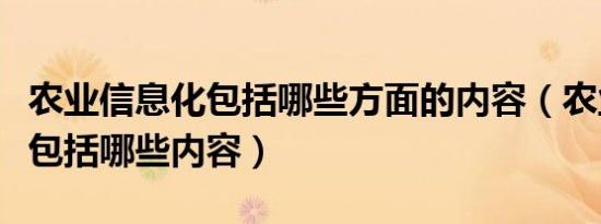 农业信息化包括哪些方面的内容（农业信息化包括哪些内容）