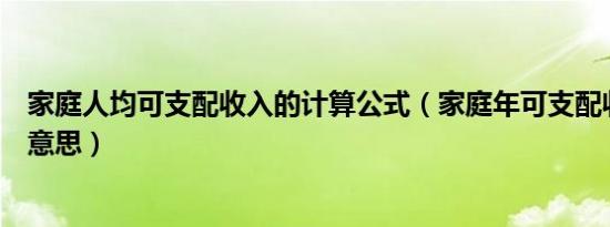 家庭人均可支配收入的计算公式（家庭年可支配收入是什么意思）