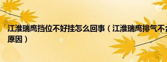 江淮瑞鹰挡位不好挂怎么回事（江淮瑞鹰排气不合格是什么原因）