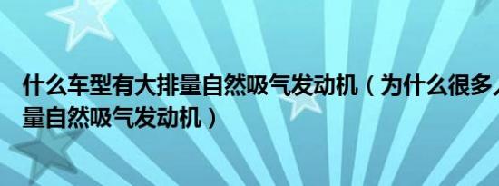 什么车型有大排量自然吸气发动机（为什么很多人喜欢大排量自然吸气发动机）