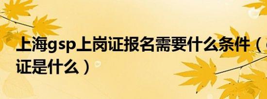 上海gsp上岗证报名需要什么条件（gsp上岗证是什么）