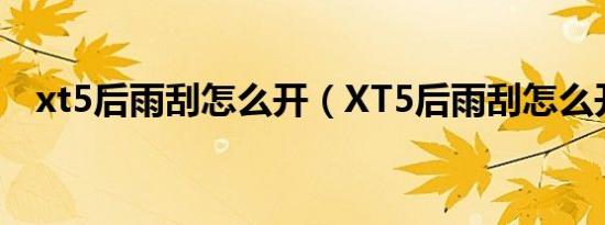 xt5后雨刮怎么开（XT5后雨刮怎么开启）