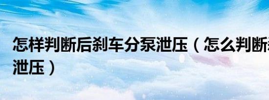 怎样判断后刹车分泵泄压（怎么判断刹车总泵泄压）