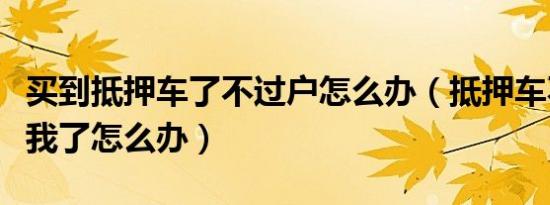 买到抵押车了不过户怎么办（抵押车不过户给我了怎么办）