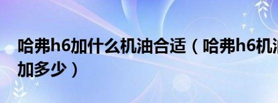 哈弗h6加什么机油合适（哈弗h6机油需要添加多少）