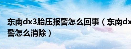 东南dx3胎压报警怎么回事（东南dx3胎压报警怎么消除）