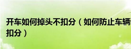 开车如何掉头不扣分（如何防止车辆调头不被扣分）