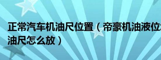 正常汽车机油尺位置（帝豪机油液位怎么看机油尺怎么放）