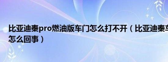 比亚迪秦pro燃油版车门怎么打不开（比亚迪秦车门打不开怎么回事）