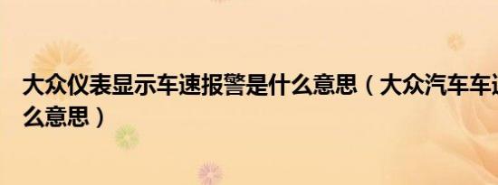 大众仪表显示车速报警是什么意思（大众汽车车速报警是什么意思）