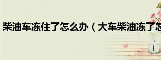 柴油车冻住了怎么办（大车柴油冻了怎么办）