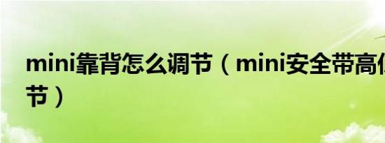 mini靠背怎么调节（mini安全带高低怎么调节）