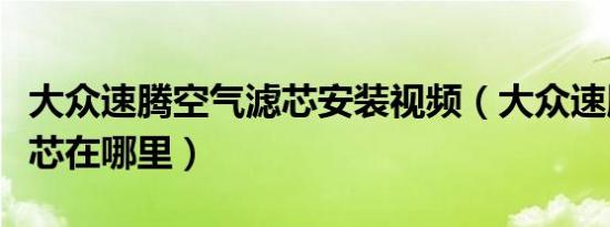 大众速腾空气滤芯安装视频（大众速腾空气滤芯在哪里）