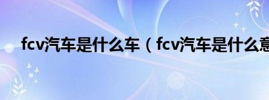 fcv汽车是什么车（fcv汽车是什么意思）