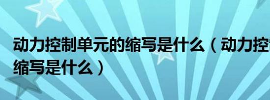 动力控制单元的缩写是什么（动力控制单元的缩写是什么）