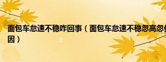 面包车怠速不稳咋回事（面包车怠速不稳忽高忽低是什么原因）