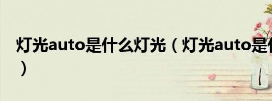 灯光auto是什么灯光（灯光auto是什么模式）