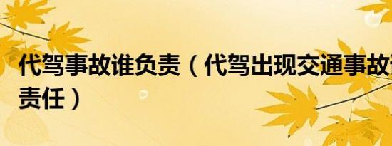 代驾事故谁负责（代驾出现交通事故谁来承担责任）