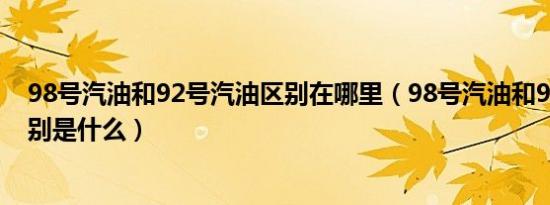 98号汽油和92号汽油区别在哪里（98号汽油和92号汽油区别是什么）