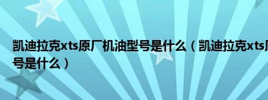 凯迪拉克xts原厂机油型号是什么（凯迪拉克xts原厂机油型号是什么）