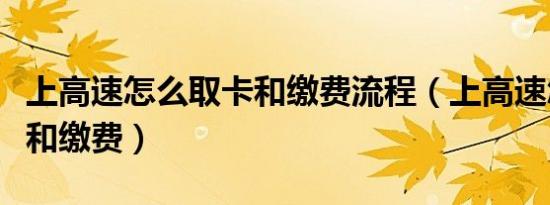 上高速怎么取卡和缴费流程（上高速怎么取卡和缴费）