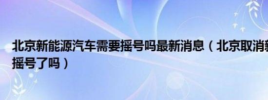 北京新能源汽车需要摇号吗最新消息（北京取消新能源汽车摇号了吗）