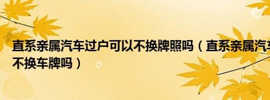 直系亲属汽车过户可以不换牌照吗（直系亲属汽车过户可以不换车牌吗）