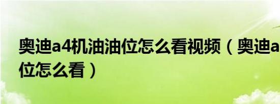 奥迪a4机油油位怎么看视频（奥迪a4机油油位怎么看）