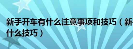 新手开车有什么注意事项和技巧（新手开车有什么技巧）